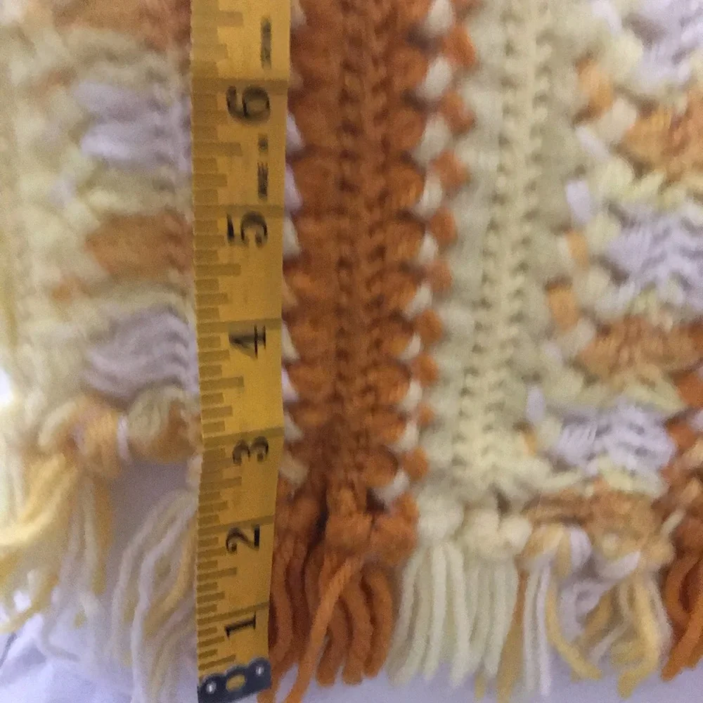 Vintage Handmade Afghan Crochet Sofa or Bed Throw Blanket Retro Yellow 91
